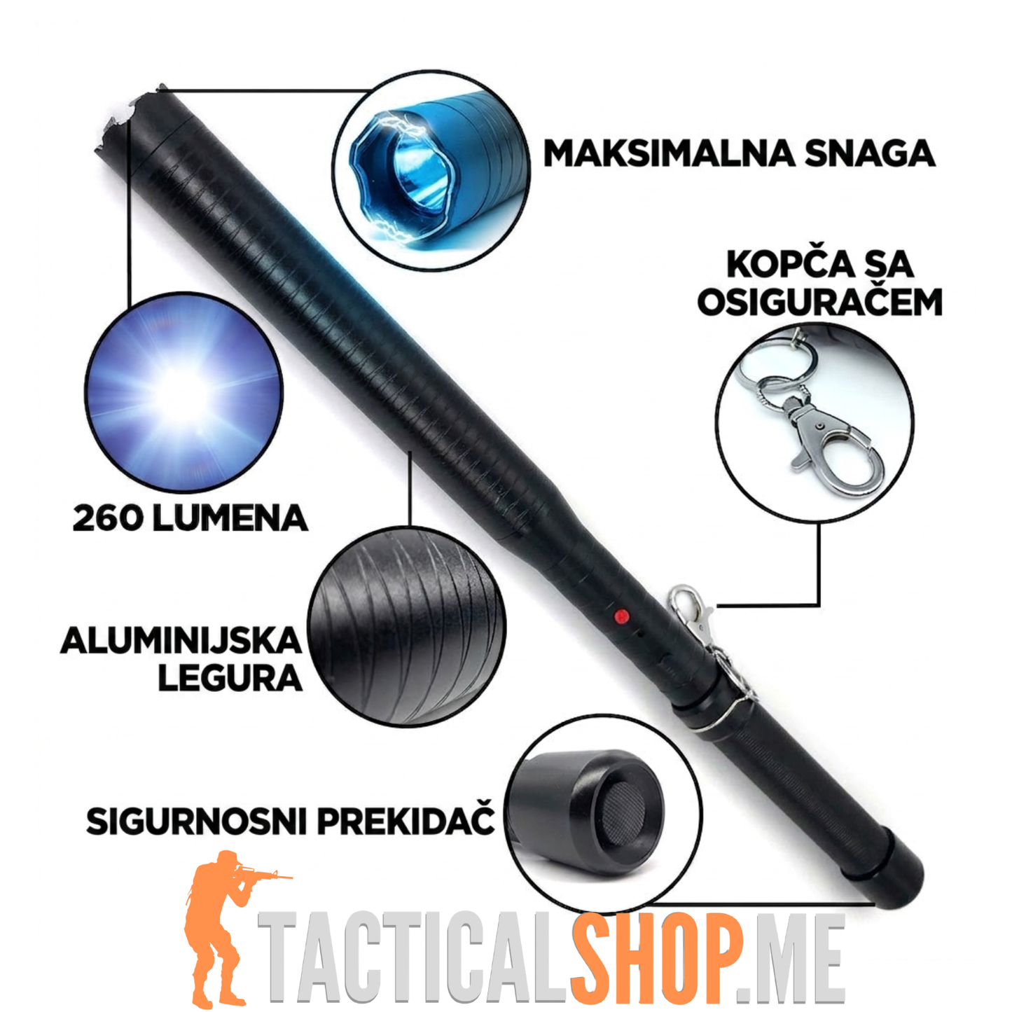 Guard Dog TITAN – Profesionalni elektrošoker palica sa LED lampom
