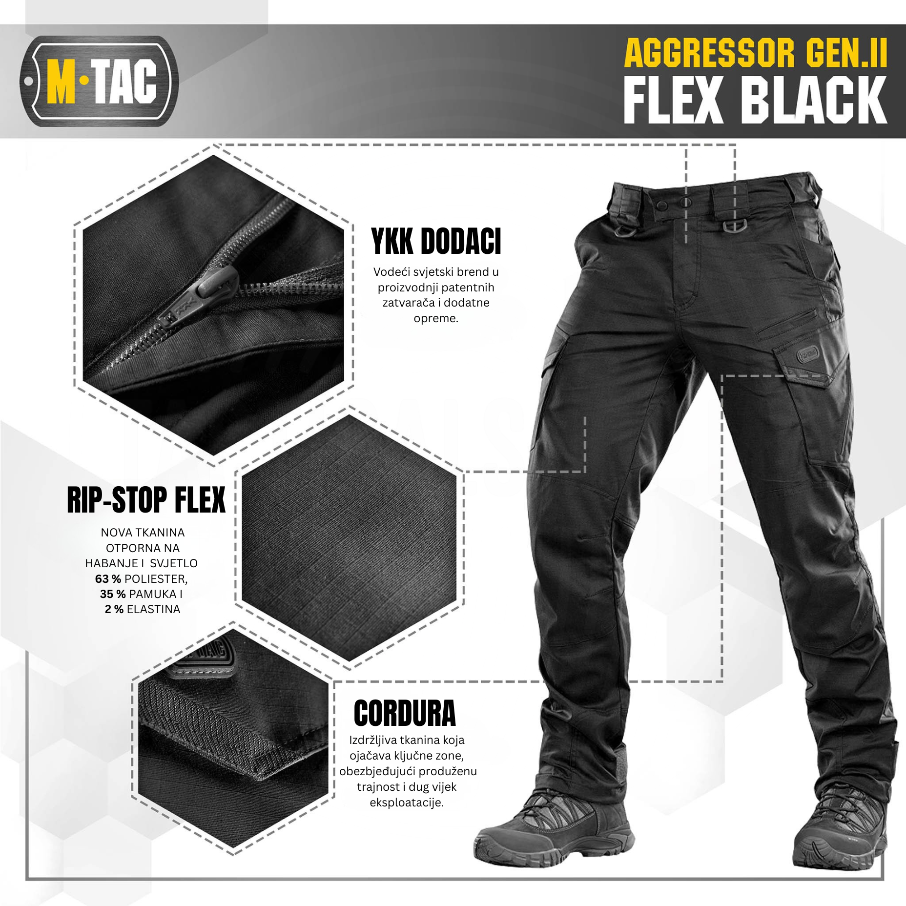 M-TAC Aggressor Gen II Flex taktičke pantalone