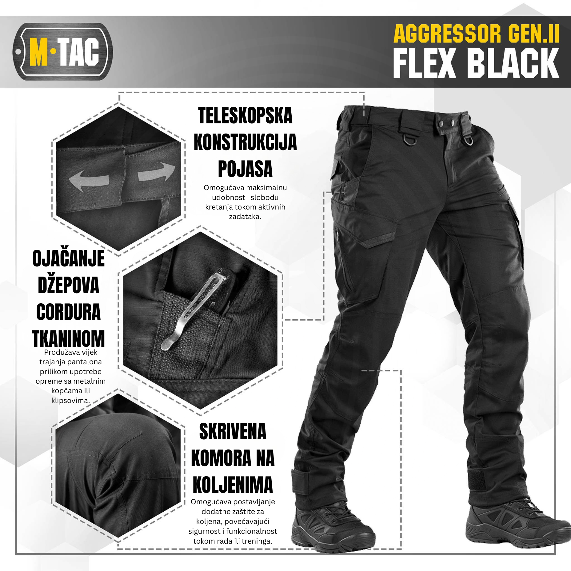 M-TAC Aggressor Gen II Flex taktičke pantalone