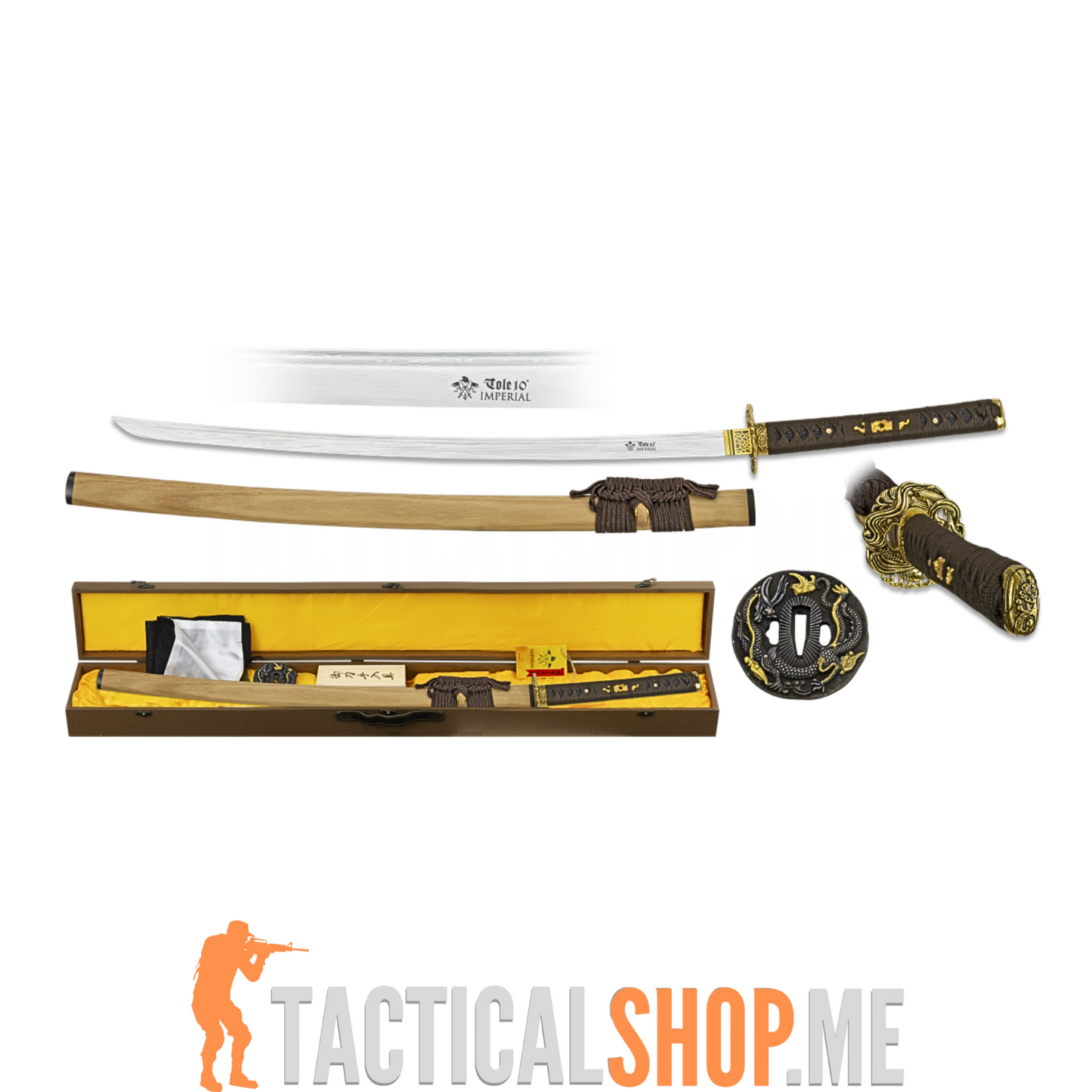 KATANA Toledo 10  Imperial – Damascus Steel, Braon futrola