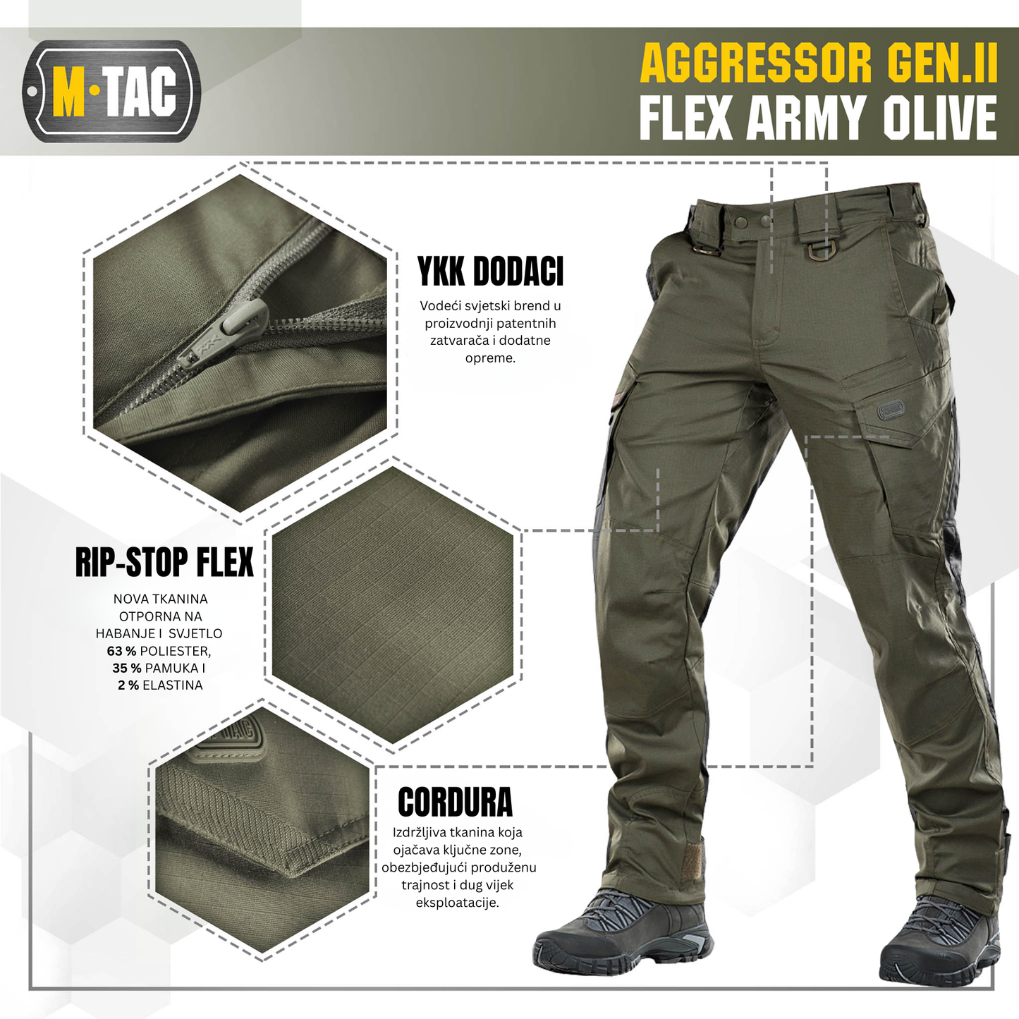 M-TAC Aggressor Gen II Flex taktičke pantalone